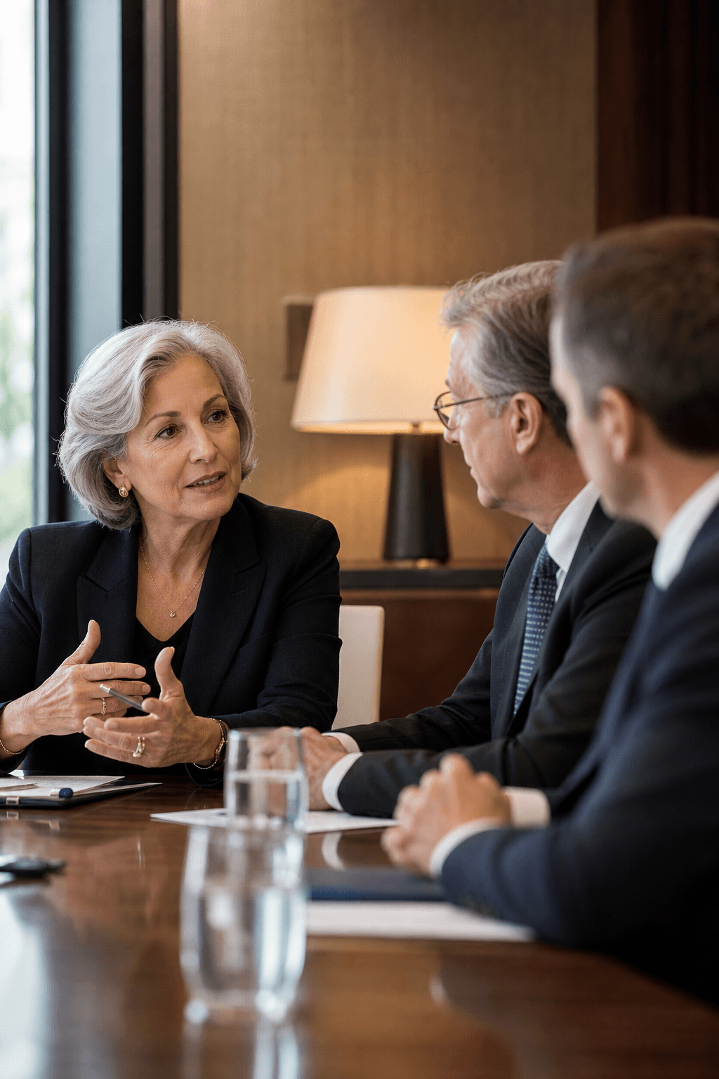 Professionals collaborating in a boardroom