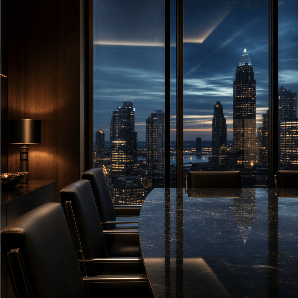 City skyline and strategic environment